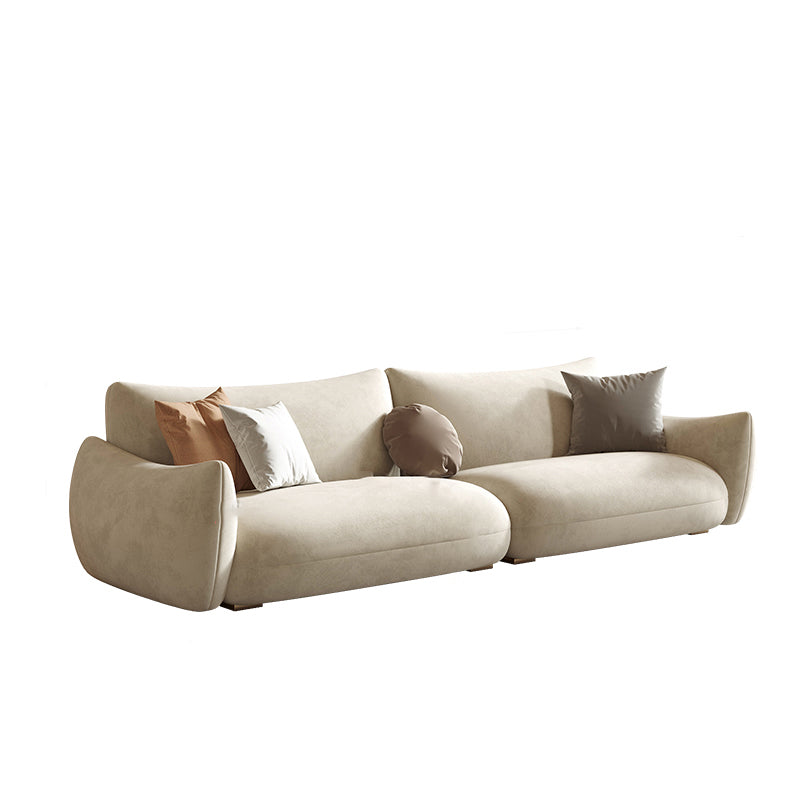 Modern Fabric Sectional with Bolster Pillows 31.5" Tall White L-shape Sectional 110"L x 39.5"W x 31.5"H Flannel Horizontal Clearhalo 'furn' 'furn_sectionals' 'Furniture' 'Living Room Furniture' 'Sectionals' 6906104