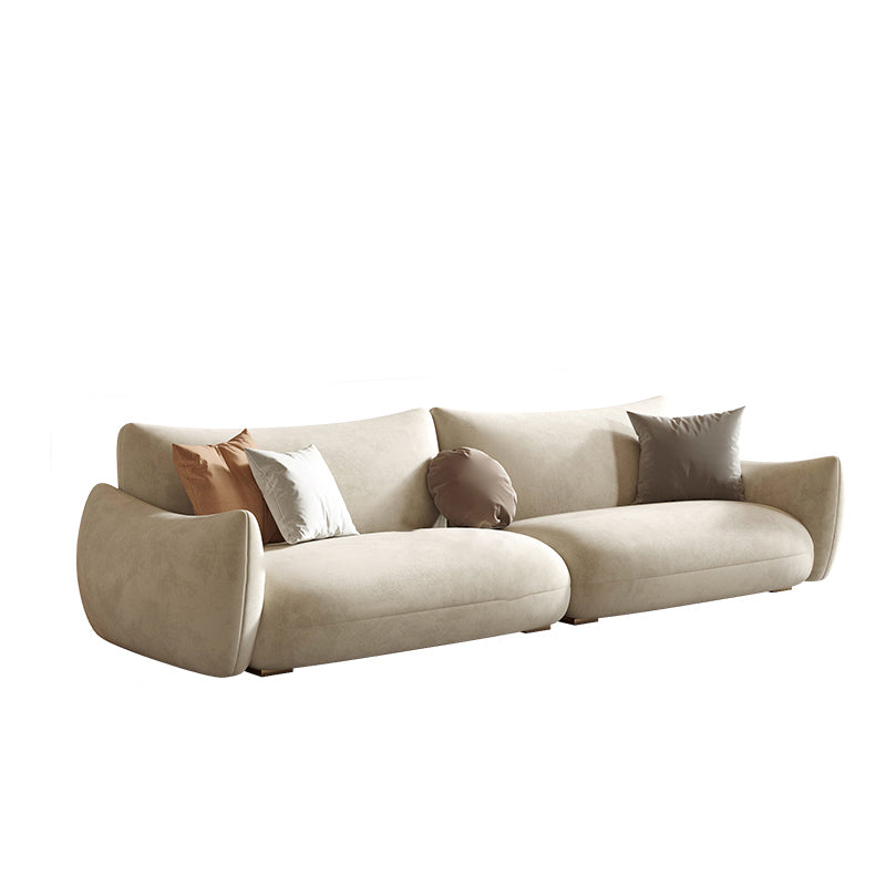Modern Fabric Sectional with Bolster Pillows 31.5" Tall White L-shape Sectional 122"L x 39.5"W x 31.5"H Flannel Horizontal Clearhalo 'furn' 'furn_sectionals' 'Furniture' 'Living Room Furniture' 'Sectionals' 6906106
