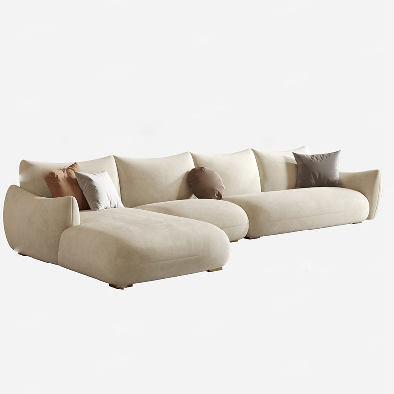 Modern Fabric Sectional with Bolster Pillows 31.5" Tall White L-shape Sectional Clearhalo 'furn' 'furn_sectionals' 'Furniture' 'Living Room Furniture' 'Sectionals' 6906107