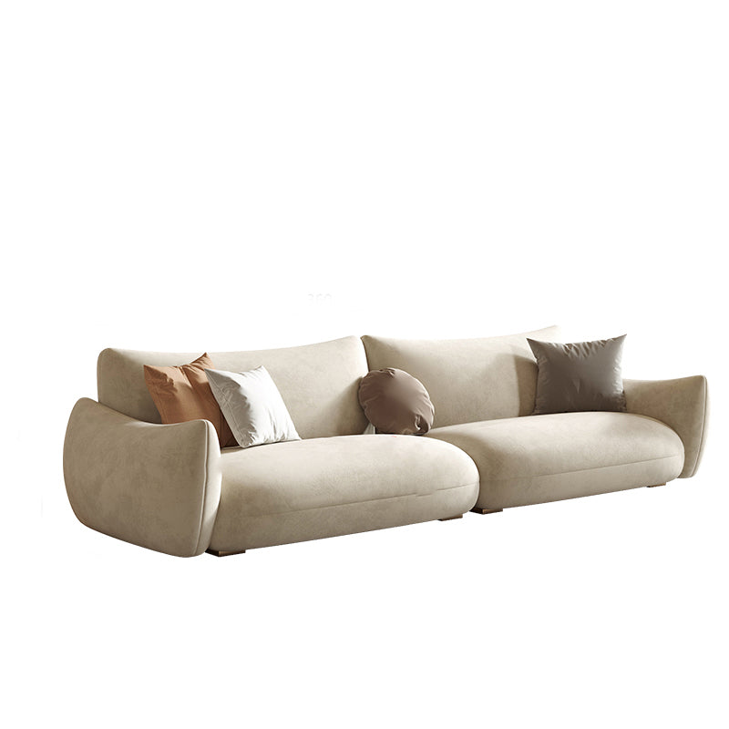 Modern Fabric Sectional with Bolster Pillows 31.5" Tall White L-shape Sectional 142''L x39"W x 31.5"H Flannel Horizontal Clearhalo 'furn' 'furn_sectionals' 'Furniture' 'Living Room Furniture' 'Sectionals' 6906110