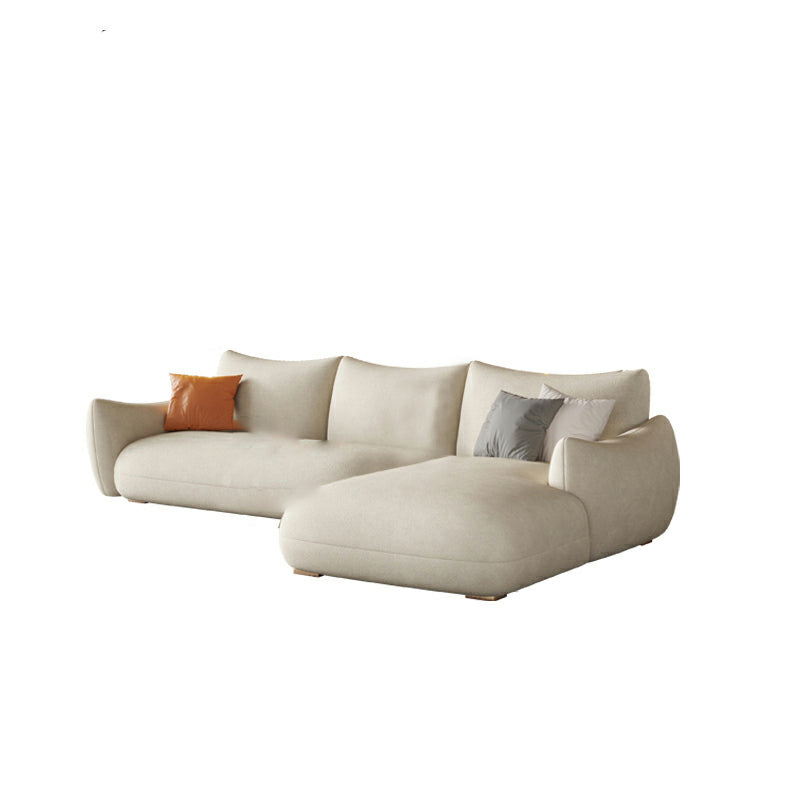 Modern Fabric Sectional with Bolster Pillows 31.5" Tall White L-shape Sectional 109"L x 63"W x 31"H Flannel Right Clearhalo 'furn' 'furn_sectionals' 'Furniture' 'Living Room Furniture' 'Sectionals' 6906112