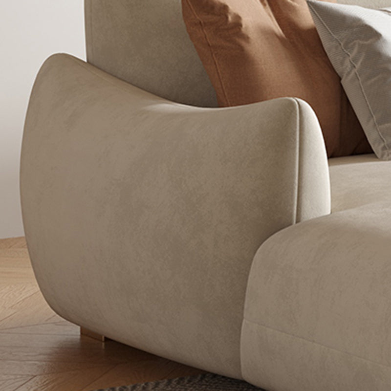 Modern Fabric Sectional with Bolster Pillows 31.5" Tall White L-shape Sectional Clearhalo 'furn' 'furn_sectionals' 'Furniture' 'Living Room Furniture' 'Sectionals' 6906114