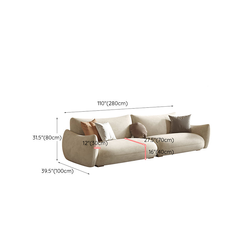 Modern Fabric Sectional with Bolster Pillows 31.5" Tall White L-shape Sectional Clearhalo 'furn' 'furn_sectionals' 'Furniture' 'Living Room Furniture' 'Sectionals' 6906120