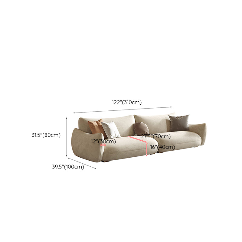 Modern Fabric Sectional with Bolster Pillows 31.5" Tall White L-shape Sectional Clearhalo 'furn' 'furn_sectionals' 'Furniture' 'Living Room Furniture' 'Sectionals' 6906121