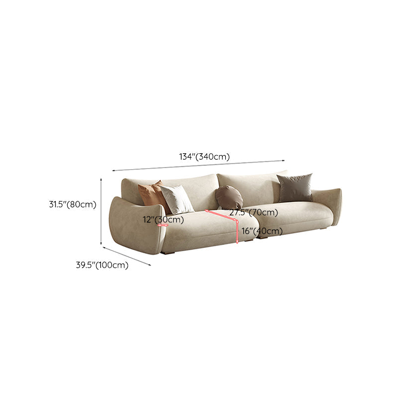 Modern Fabric Sectional with Bolster Pillows 31.5" Tall White L-shape Sectional Clearhalo 'furn' 'furn_sectionals' 'Furniture' 'Living Room Furniture' 'Sectionals' 6906122