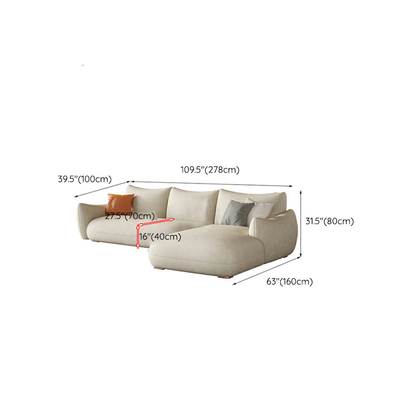 Modern Fabric Sectional with Bolster Pillows 31.5" Tall White L-shape Sectional Clearhalo 'furn' 'furn_sectionals' 'Furniture' 'Living Room Furniture' 'Sectionals' 6906124