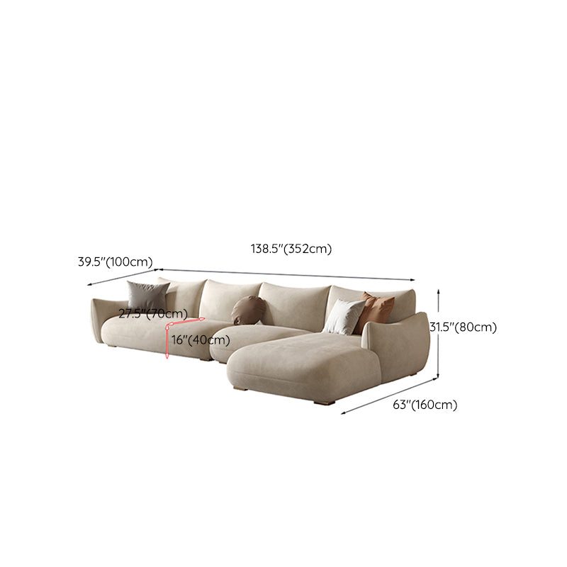 Modern Fabric Sectional with Bolster Pillows 31.5" Tall White L-shape Sectional Clearhalo 'furn' 'furn_sectionals' 'Furniture' 'Living Room Furniture' 'Sectionals' 6906125