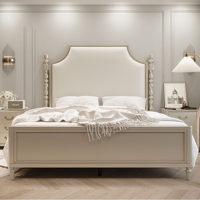French Country Solid Wood Standard Bed Cabecero marco de cama con piernas