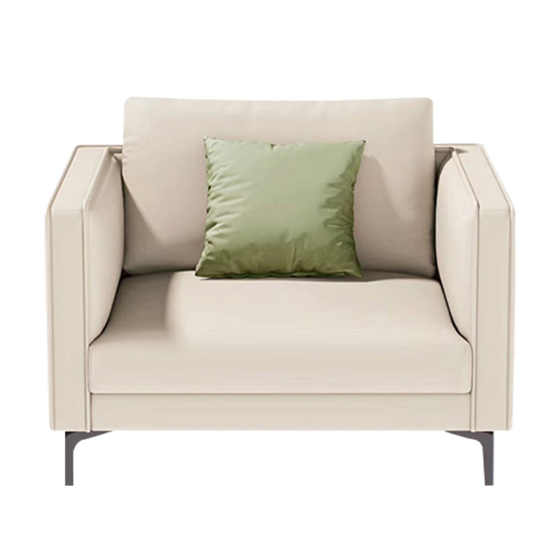 Contemporary Genuine Leather Pillows Square Arm Living Room Seating