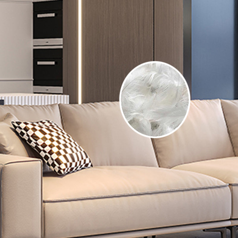 Contemporary Genuine Leather Pillows Square Arm Living Room Seating