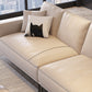 Contemporary Genuine Leather Pillows Square Arm Living Room Seating