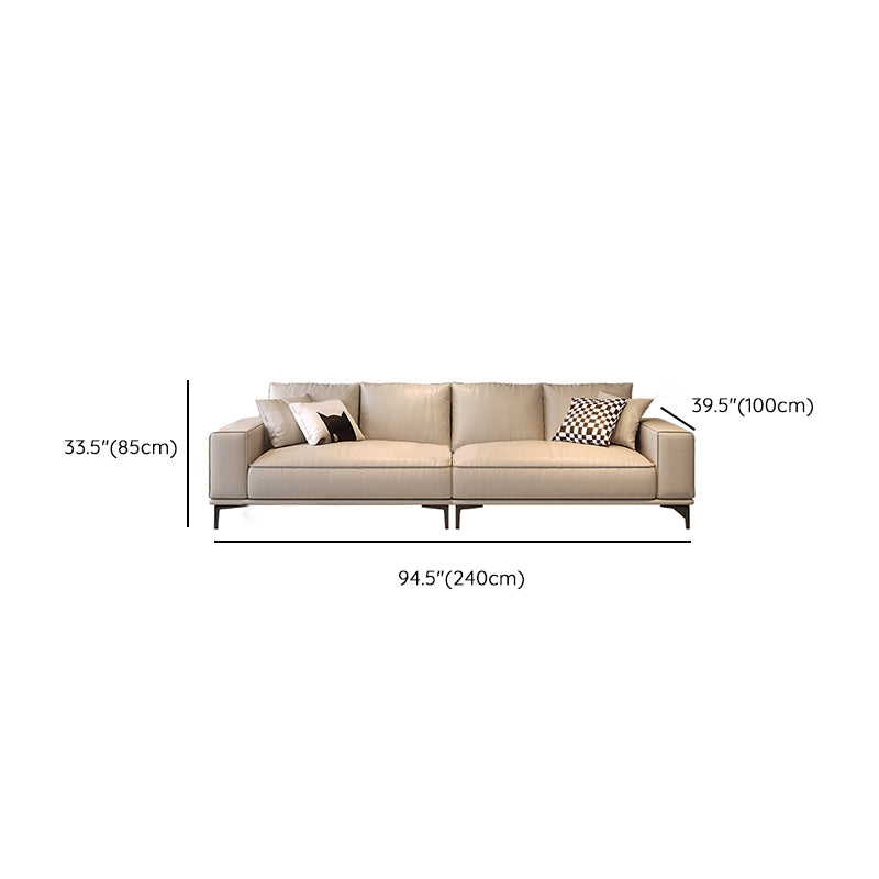 Contemporary Genuine Leather Pillows Square Arm Living Room Seating