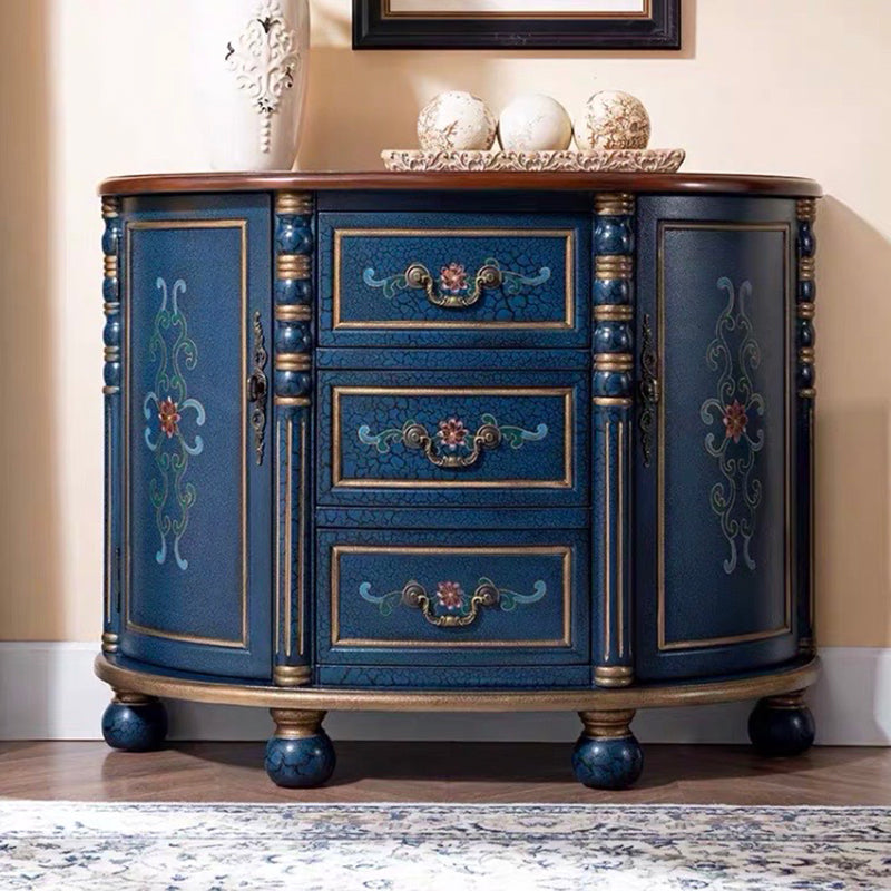 Industrial Bombe Accent Cabinet with Drawers and 2 Doors in Solid Wood Blue 3 Clearhalo 'Cabinets & Chests' 'cabinets_chests' 'furn' 'furn_cabinets_chests' 'Furniture' 'Living Room Furniture' 6906236