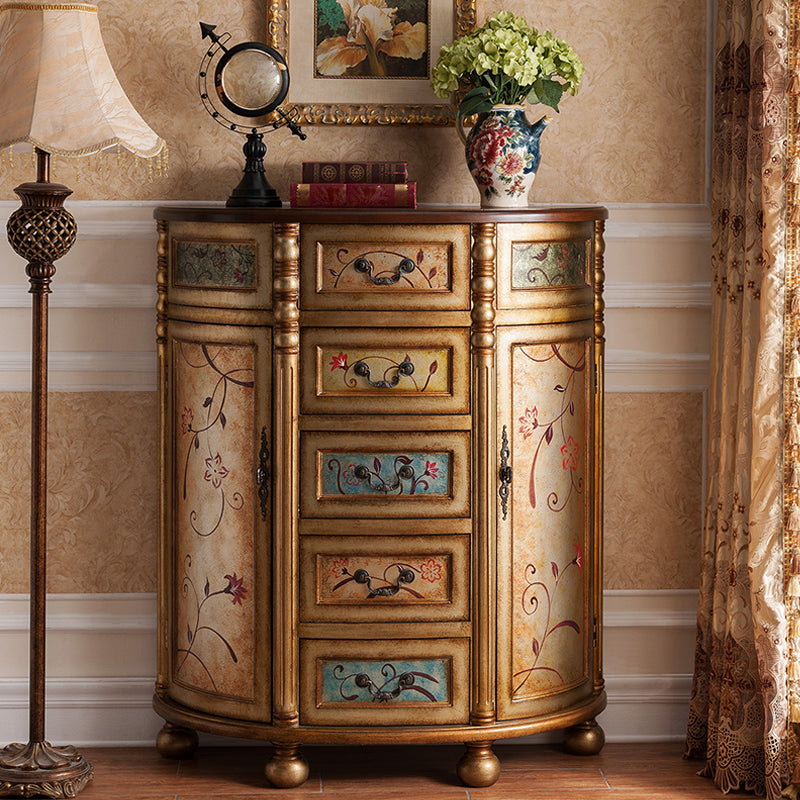 Industrial Bombe Accent Cabinet with Drawers and 2 Doors in Solid Wood Gold 5 Clearhalo 'Cabinets & Chests' 'cabinets_chests' 'furn' 'furn_cabinets_chests' 'Furniture' 'Living Room Furniture' 6906239