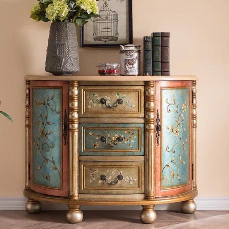 Industrial Bombe Accent Cabinet with Drawers and 2 Doors in Solid Wood Champagne 3 Clearhalo 'Cabinets & Chests' 'cabinets_chests' 'furn' 'furn_cabinets_chests' 'Furniture' 'Living Room Furniture' 6906240