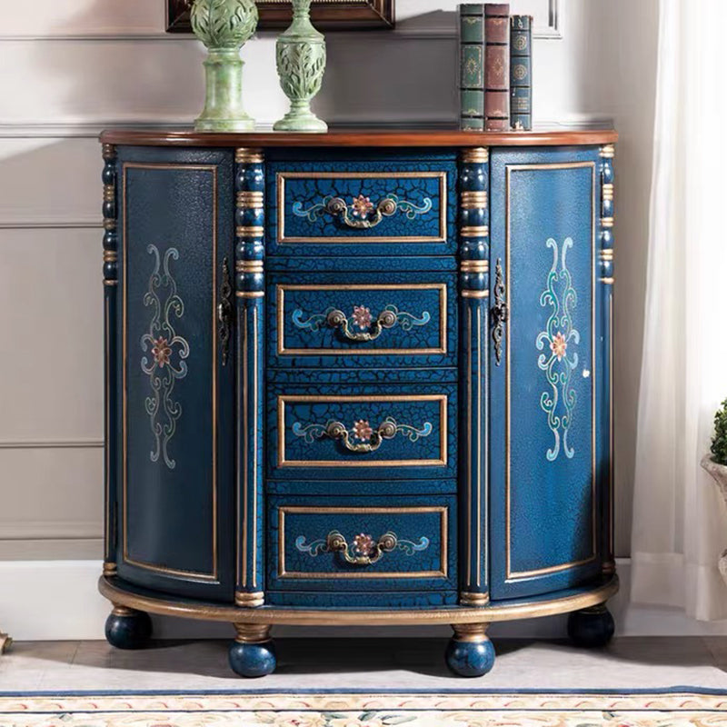 Industrial Bombe Accent Cabinet with Drawers and 2 Doors in Solid Wood Blue 4 Clearhalo 'Cabinets & Chests' 'cabinets_chests' 'furn' 'furn_cabinets_chests' 'Furniture' 'Living Room Furniture' 6906241