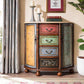 Industrial Bombe Accent Cabinet with Drawers and 2 Doors in Solid Wood Multi-Color 4 Clearhalo 'Cabinets & Chests' 'cabinets_chests' 'furn' 'furn_cabinets_chests' 'Furniture' 'Living Room Furniture' 6906243
