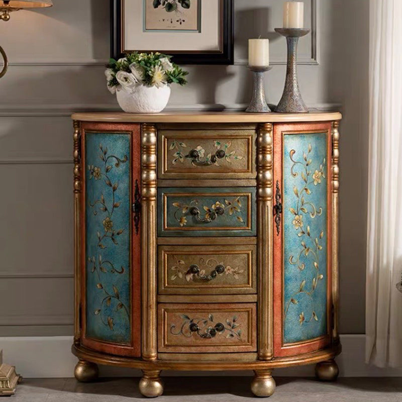 Industrial Bombe Accent Cabinet with Drawers and 2 Doors in Solid Wood Champagne 4 Clearhalo 'Cabinets & Chests' 'cabinets_chests' 'furn' 'furn_cabinets_chests' 'Furniture' 'Living Room Furniture' 6906245