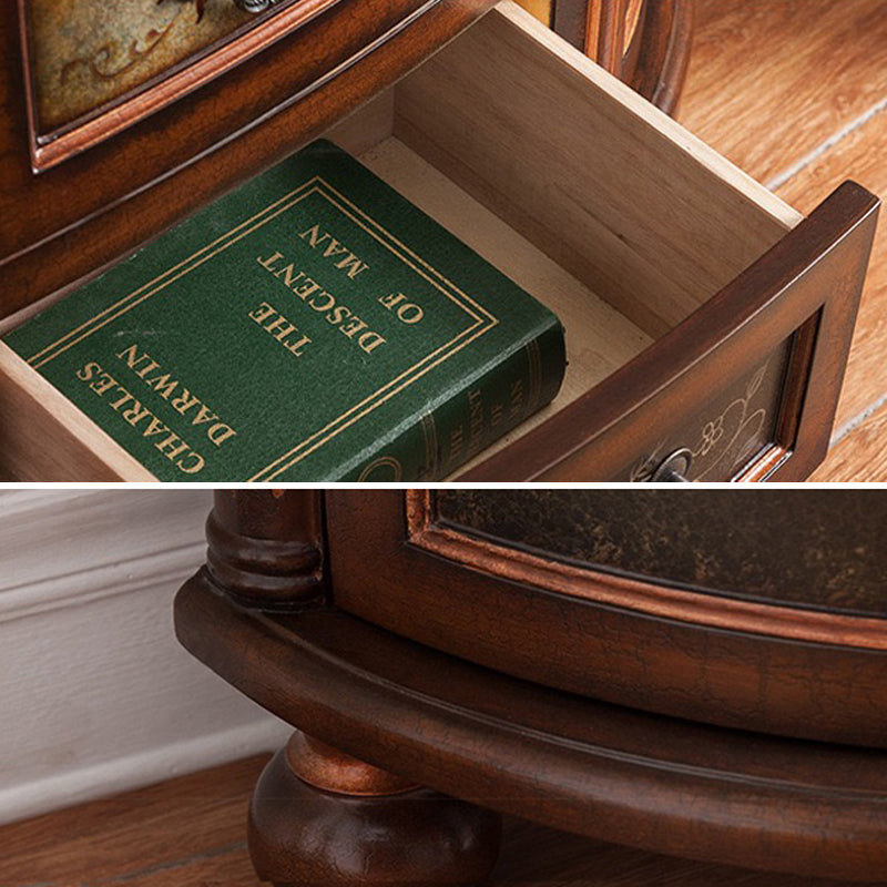 Industrial Bombe Accent Cabinet with Drawers and 2 Doors in Solid Wood Clearhalo 'Cabinets & Chests' 'cabinets_chests' 'furn' 'furn_cabinets_chests' 'Furniture' 'Living Room Furniture' 6906248