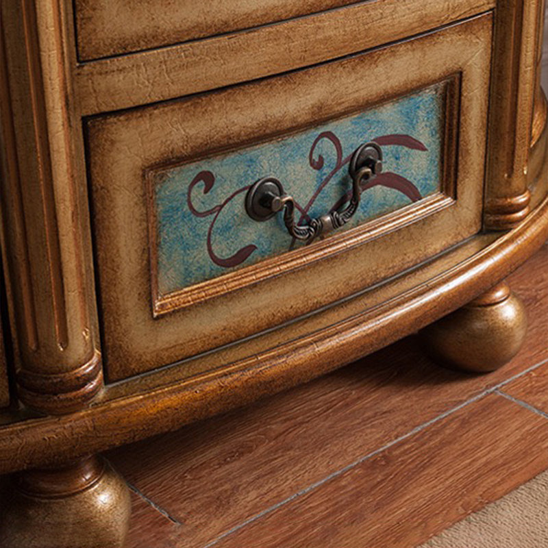 Industrial Bombe Accent Cabinet with Drawers and 2 Doors in Solid Wood Clearhalo 'Cabinets & Chests' 'cabinets_chests' 'furn' 'furn_cabinets_chests' 'Furniture' 'Living Room Furniture' 6906250