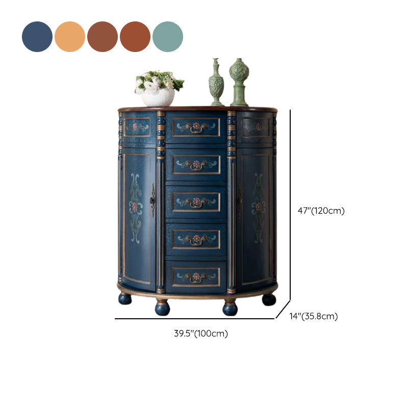 Industrial Bombe Accent Cabinet with Drawers and 2 Doors in Solid Wood Clearhalo 'Cabinets & Chests' 'cabinets_chests' 'furn' 'furn_cabinets_chests' 'Furniture' 'Living Room Furniture' 6906252