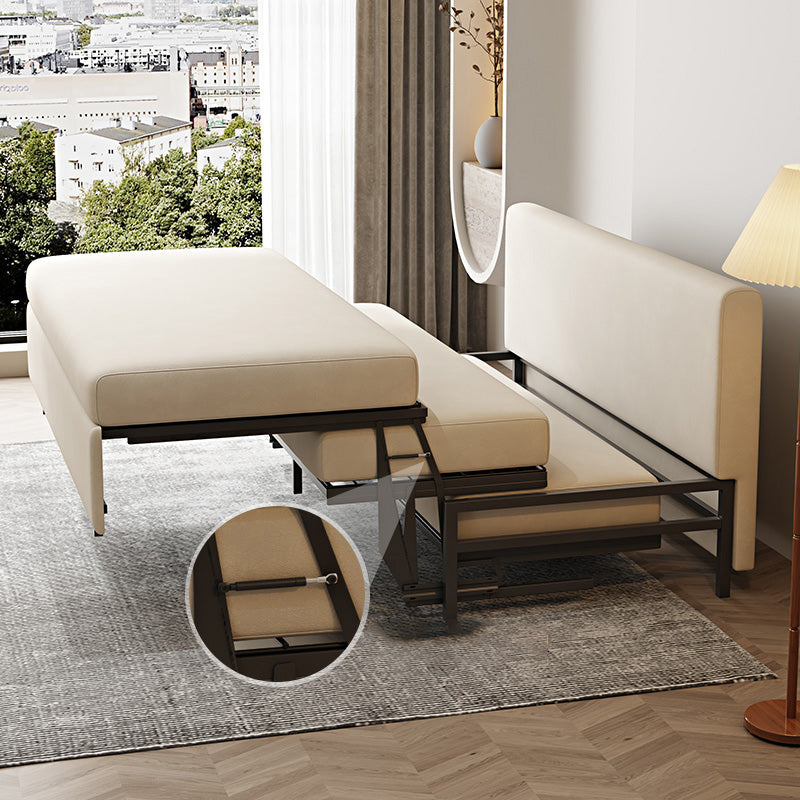 White Futon Sleeper Sofa Bed with Magazine Storage Convertible Sofas