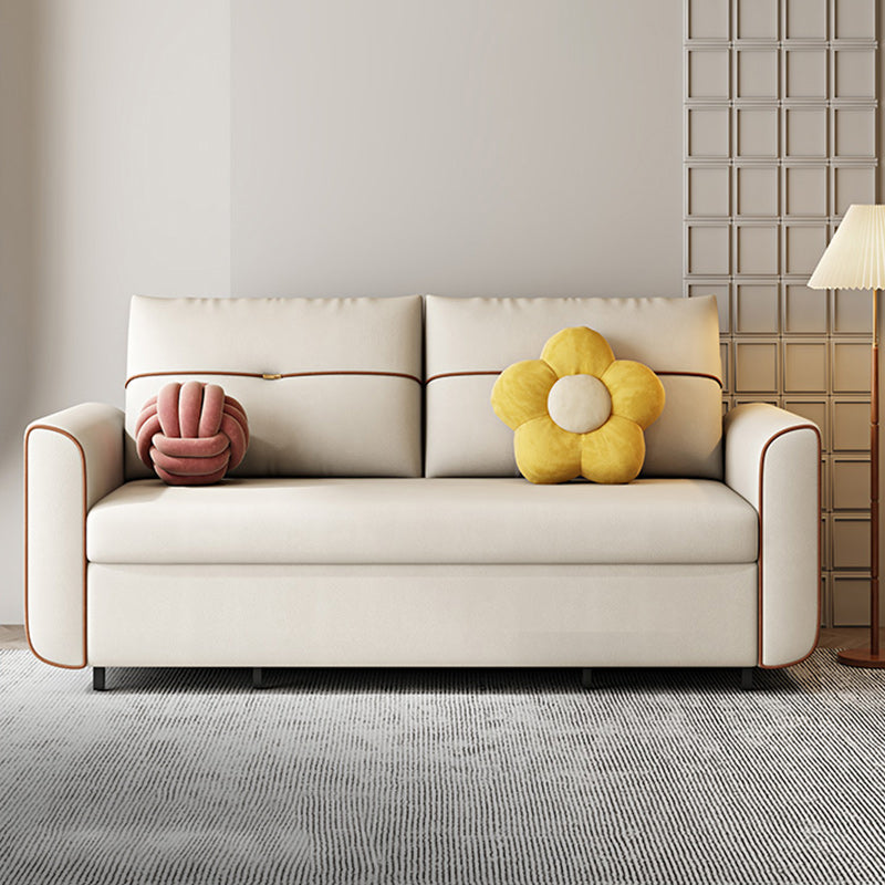 White Futon Sleeper Sofa Bed with Magazine Storage Convertible Sofas