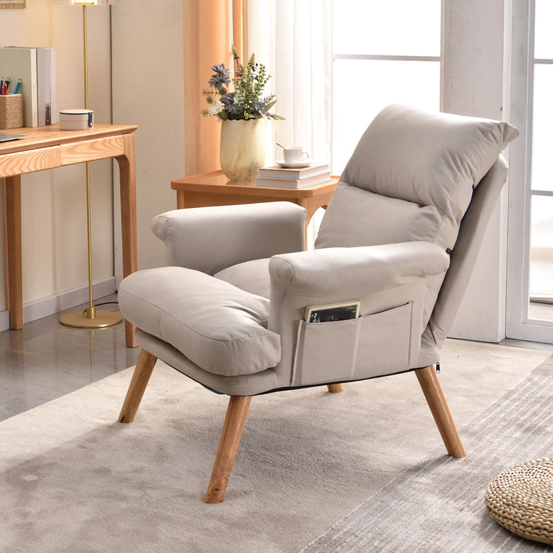 Scandinavian Upholstery Chair Faux Leather Standard Recliner with Footrest Deck Chair Gray Clearhalo 'Chairs & Seating' 'furn' 'furn_recliners' 'Furniture' 'Living Room Furniture' 'Recliners' 6906313