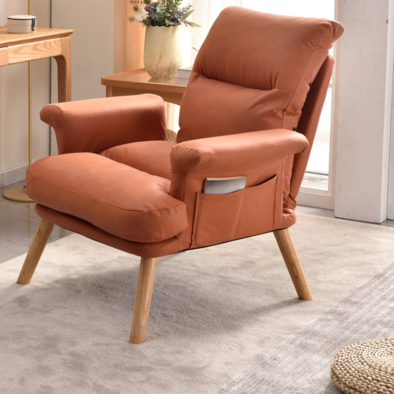Scandinavian Upholstery Chair Faux Leather Standard Recliner with Footrest Deck Chair Orange Clearhalo 'Chairs & Seating' 'furn' 'furn_recliners' 'Furniture' 'Living Room Furniture' 'Recliners' 6906314