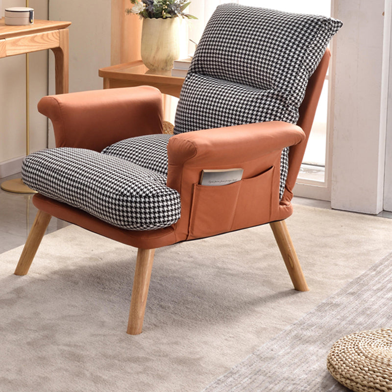 Scandinavian Upholstery Chair Faux Leather Standard Recliner with Footrest Deck Chair Orange Houndstooth Clearhalo 'Chairs & Seating' 'furn' 'furn_recliners' 'Furniture' 'Living Room Furniture' 'Recliners' 6906316