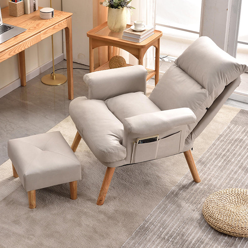 Scandinavian Upholstery Chair Faux Leather Standard Recliner with Footrest Deck Chair with Ottoman Gray Clearhalo 'Chairs & Seating' 'furn' 'furn_recliners' 'Furniture' 'Living Room Furniture' 'Recliners' 6906320