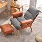 Scandinavian Upholstery Chair Faux Leather Standard Recliner with Footrest Deck Chair with Ottoman Orange Houndstooth Clearhalo 'Chairs & Seating' 'furn' 'furn_recliners' 'Furniture' 'Living Room Furniture' 'Recliners' 6906324