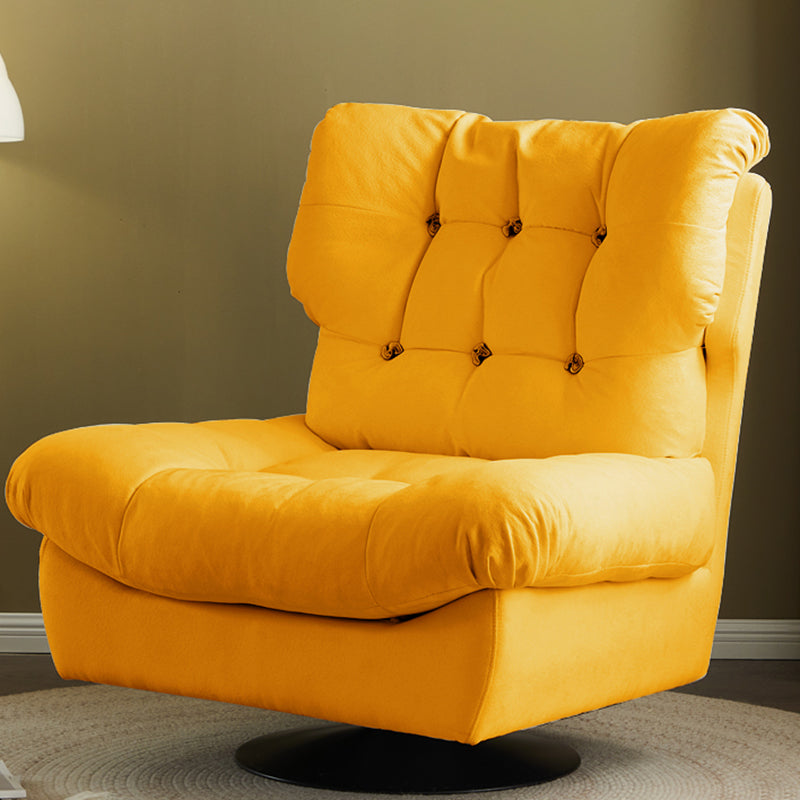 Faux Leather Recliner Solid Color Standard Recliner Chair with Tufted Back Yellow Clearhalo 'Chairs & Seating' 'furn' 'furn_recliners' 'Furniture' 'Living Room Furniture' 'Recliners' 6906338