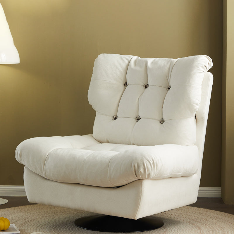 Faux Leather Recliner Solid Color Standard Recliner Chair with Tufted Back Off-White Clearhalo 'Chairs & Seating' 'furn' 'furn_recliners' 'Furniture' 'Living Room Furniture' 'Recliners' 6906346