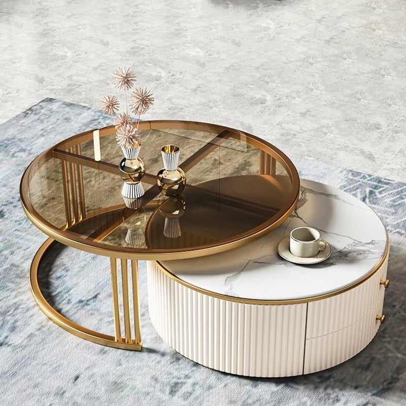 Nesting Coffee Table Set Modern Round Coffee Table for Living Room Clearhalo 'Coffee & Accent Tables' 'Coffee Tables' 'coffee_tables' 'furn' 'furn_coffee_tables' 'Furniture' 'Living Room Furniture' 6906378