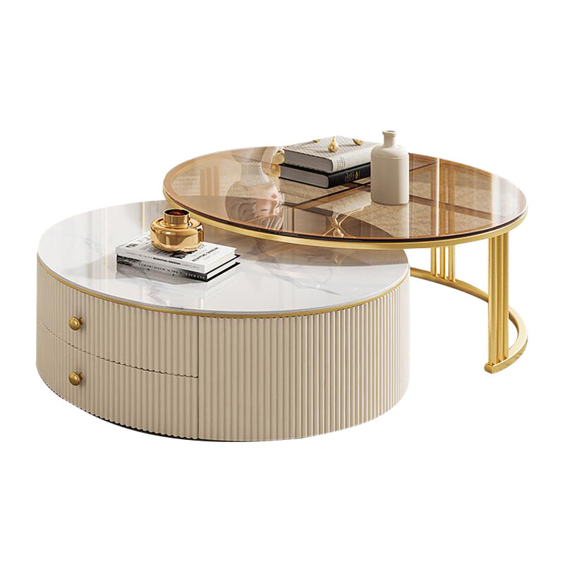 Nesting Coffee Table Set Modern Round Coffee Table for Living Room Clearhalo 'Coffee & Accent Tables' 'Coffee Tables' 'coffee_tables' 'furn' 'furn_coffee_tables' 'Furniture' 'Living Room Furniture' 6906379
