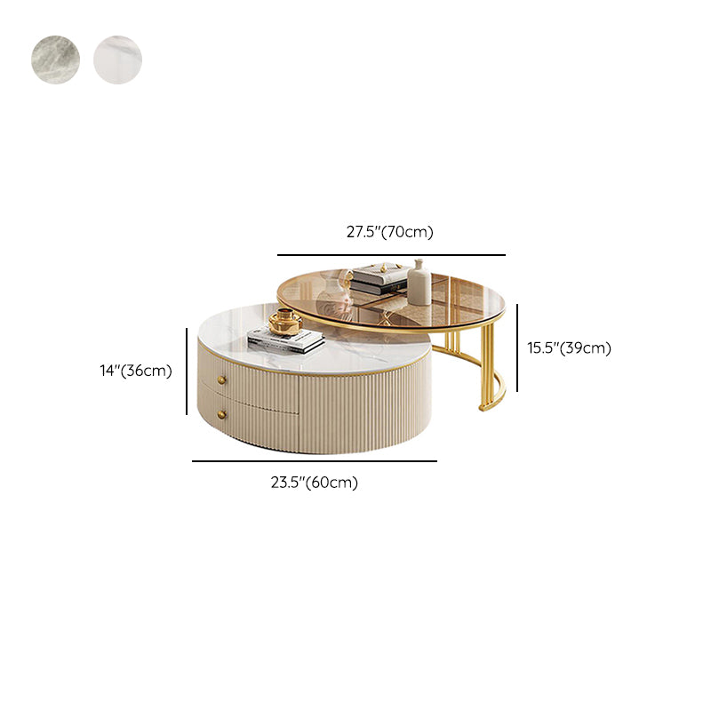 Nesting Coffee Table Set Modern Round Coffee Table for Living Room Clearhalo 'Coffee & Accent Tables' 'Coffee Tables' 'coffee_tables' 'furn' 'furn_coffee_tables' 'Furniture' 'Living Room Furniture' 6906386