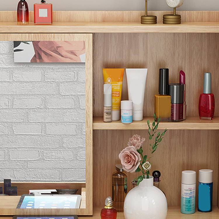 Tocador escandinavo con espejo y cajón de madera sólida