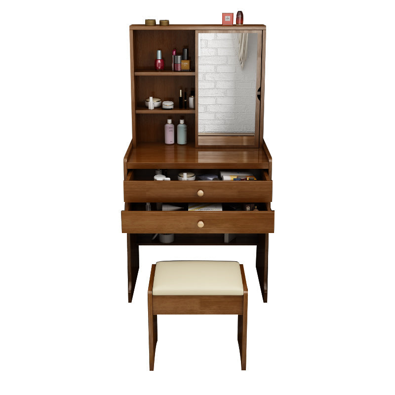 Tocador escandinavo con espejo y cajón de madera sólida