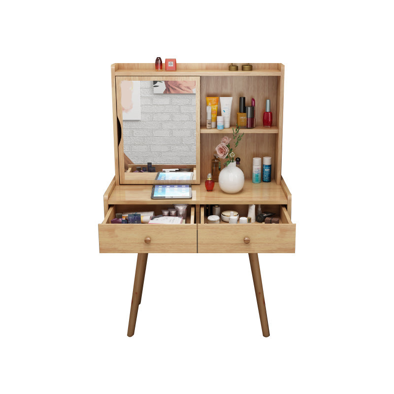 Tocador escandinavo con espejo y cajón de madera sólida