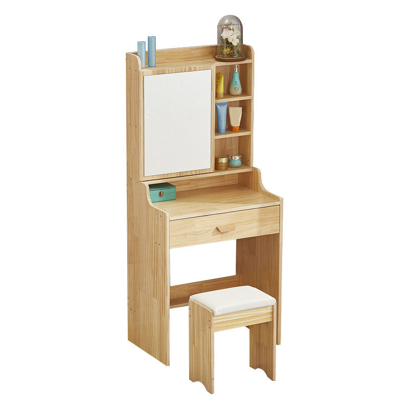 Tocador escandinavo con espejo y cajón de madera sólida