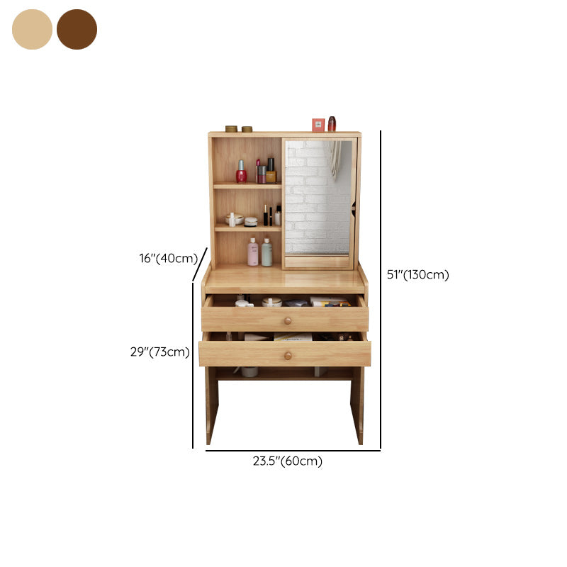 Tocador escandinavo con espejo y cajón de madera sólida