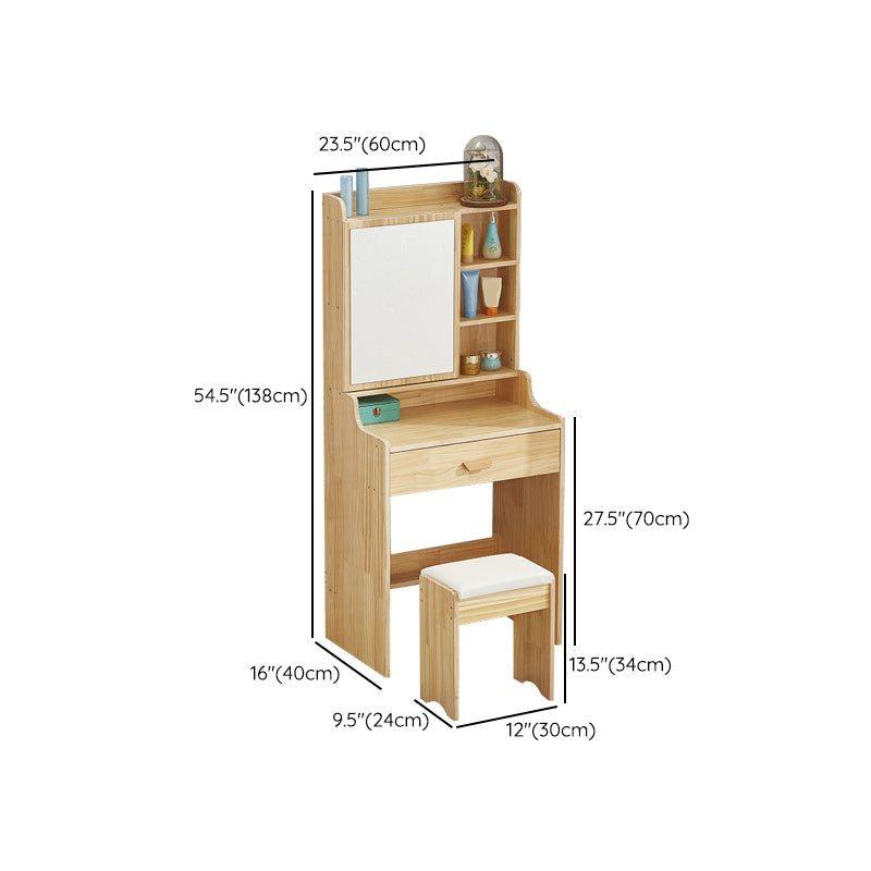 Tocador escandinavo con espejo y cajón de madera sólida