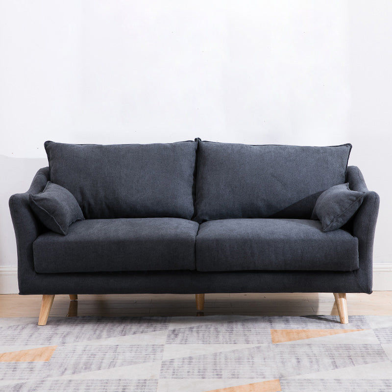 Modern Sofa with 2 Pillows Living Room Charles Of London Seating Dark Gray Clearhalo 'furn' 'furn_sofas' 'Furniture' 'Living Room Furniture' 'Sofa' 'sofas' 6906433