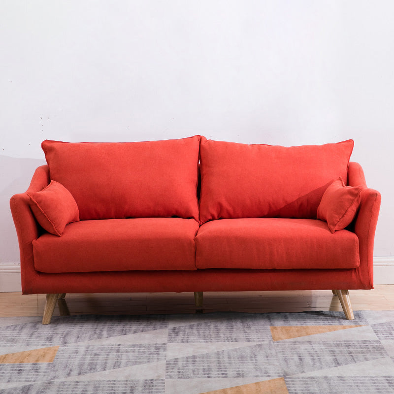 Modern Sofa with 2 Pillows Living Room Charles Of London Seating Orange Red Clearhalo 'furn' 'furn_sofas' 'Furniture' 'Living Room Furniture' 'Sofa' 'sofas' 6906448