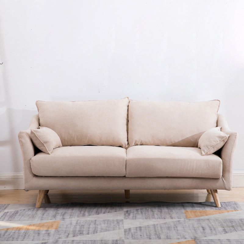 Modern Sofa with 2 Pillows Living Room Charles Of London Seating Light Khaki Clearhalo 'furn' 'furn_sofas' 'Furniture' 'Living Room Furniture' 'Sofa' 'sofas' 6906452