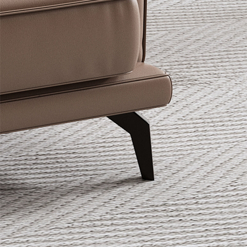 モダン縫製枕バッククッションソファ茶色の本物の革の正方形の腕ソファ