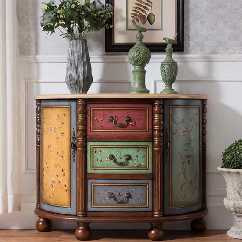 Industrial Solid Wood Cabinet with Drawers and 2 Doors Bombe Cabinet Multi-Color 3 Clearhalo 'Cabinets & Chests' 'cabinets_chests' 'furn' 'furn_cabinets_chests' 'Furniture' 'Living Room Furniture' 6906485