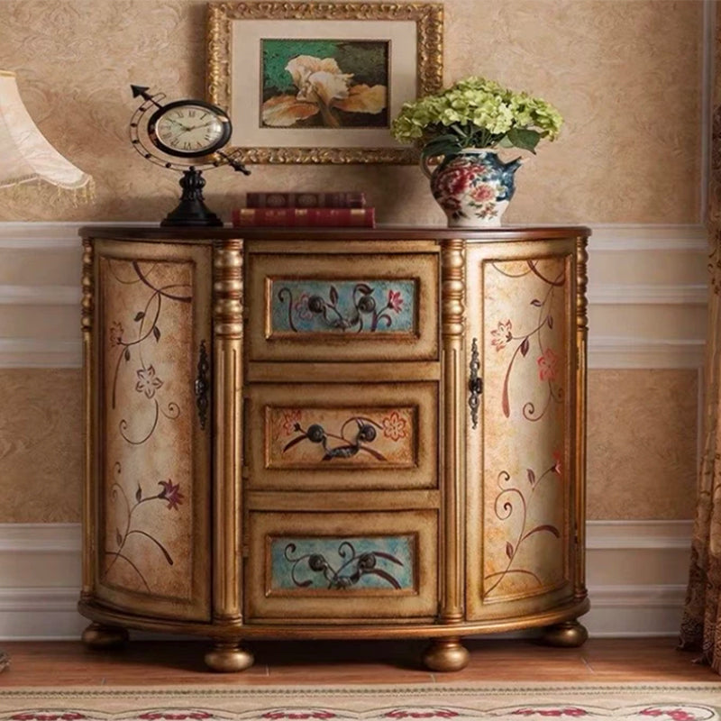 Industrial Solid Wood Cabinet with Drawers and 2 Doors Bombe Cabinet Gold 3 Clearhalo 'Cabinets & Chests' 'cabinets_chests' 'furn' 'furn_cabinets_chests' 'Furniture' 'Living Room Furniture' 6906488