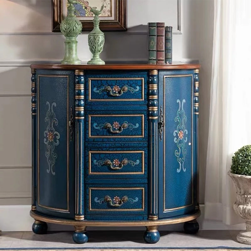 Industrial Solid Wood Cabinet with Drawers and 2 Doors Bombe Cabinet Blue 4 Clearhalo 'Cabinets & Chests' 'cabinets_chests' 'furn' 'furn_cabinets_chests' 'Furniture' 'Living Room Furniture' 6906489